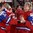 KANATA, CANADA - APRIL 9: Russia's Anna Shyukina #21 celebrates with Russia's Svetlana Tkachyova #34 after a 2-0 victory over Team Finland during bronze medal round action at the 2013 IIHF Ice Hockey Women's World Championship. (Photo by Jana Chytilova/HHOF-IIHF Images)